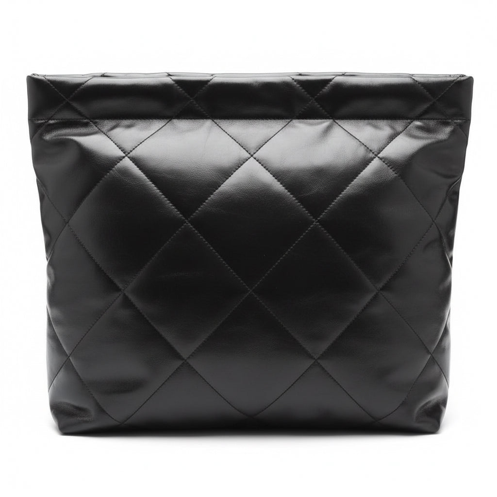 Authentic Chanel Black Quilted Leather Chain Tote Bag