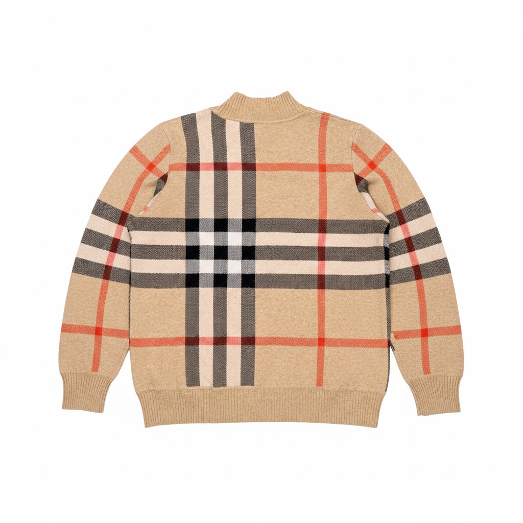 Authentic Burberry Iconic Check Knit Cardigan - Beige