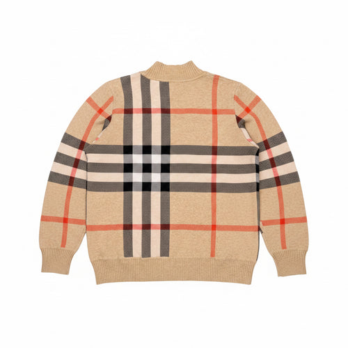 Authentic Burberry Iconic Check Knit Cardigan - Beige
